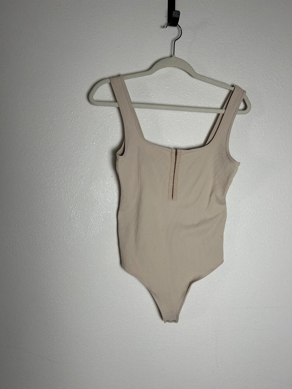 Abercrombie & Fitch Bodysuit Womens Medium Brown Tan Ribbed Clasps Tank Size Med